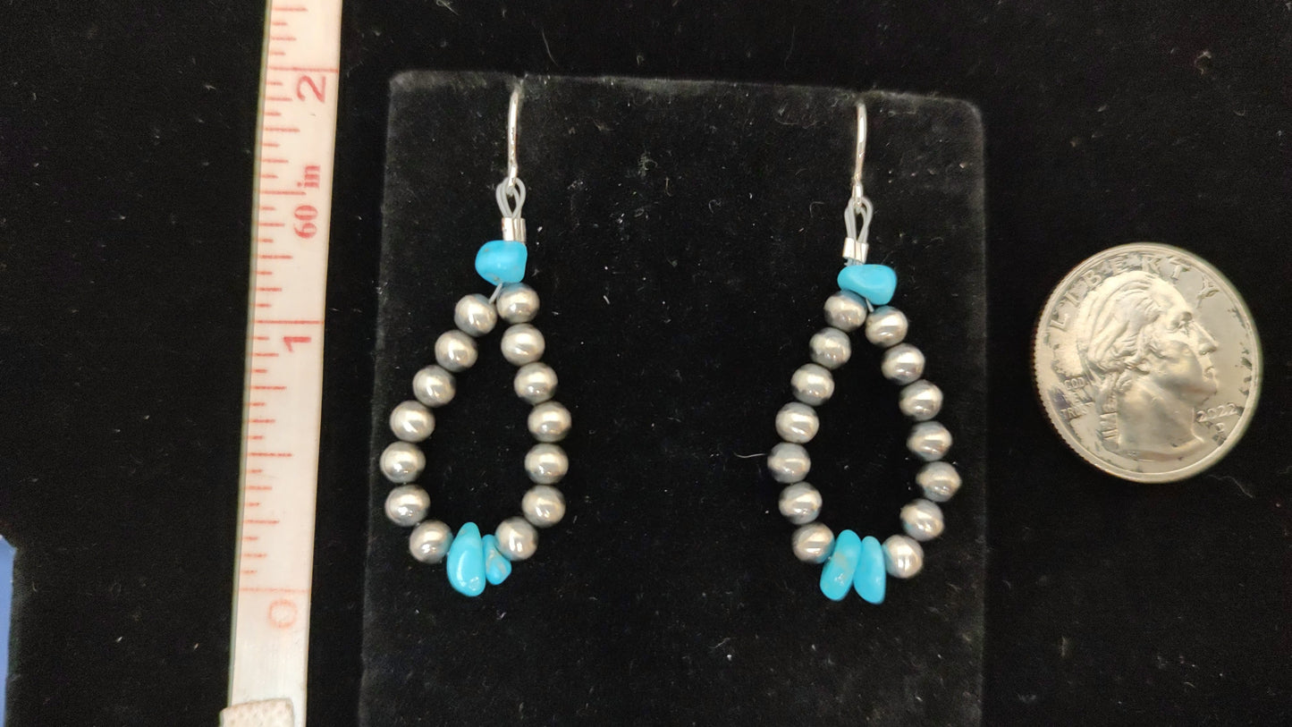 Dainty Navajo Pearl and Sleeping Beauty Earrings