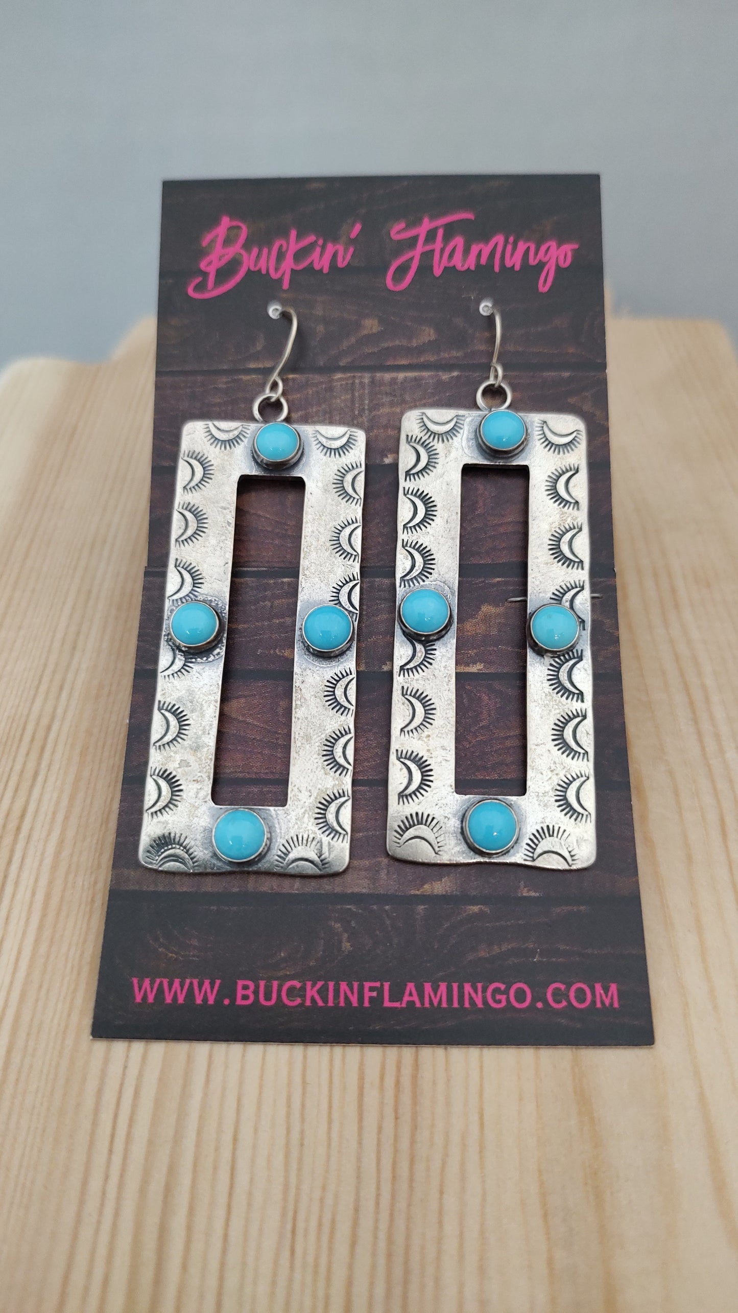 Sleeping Beauty Turquoise on Rectangle with Hook Earrings