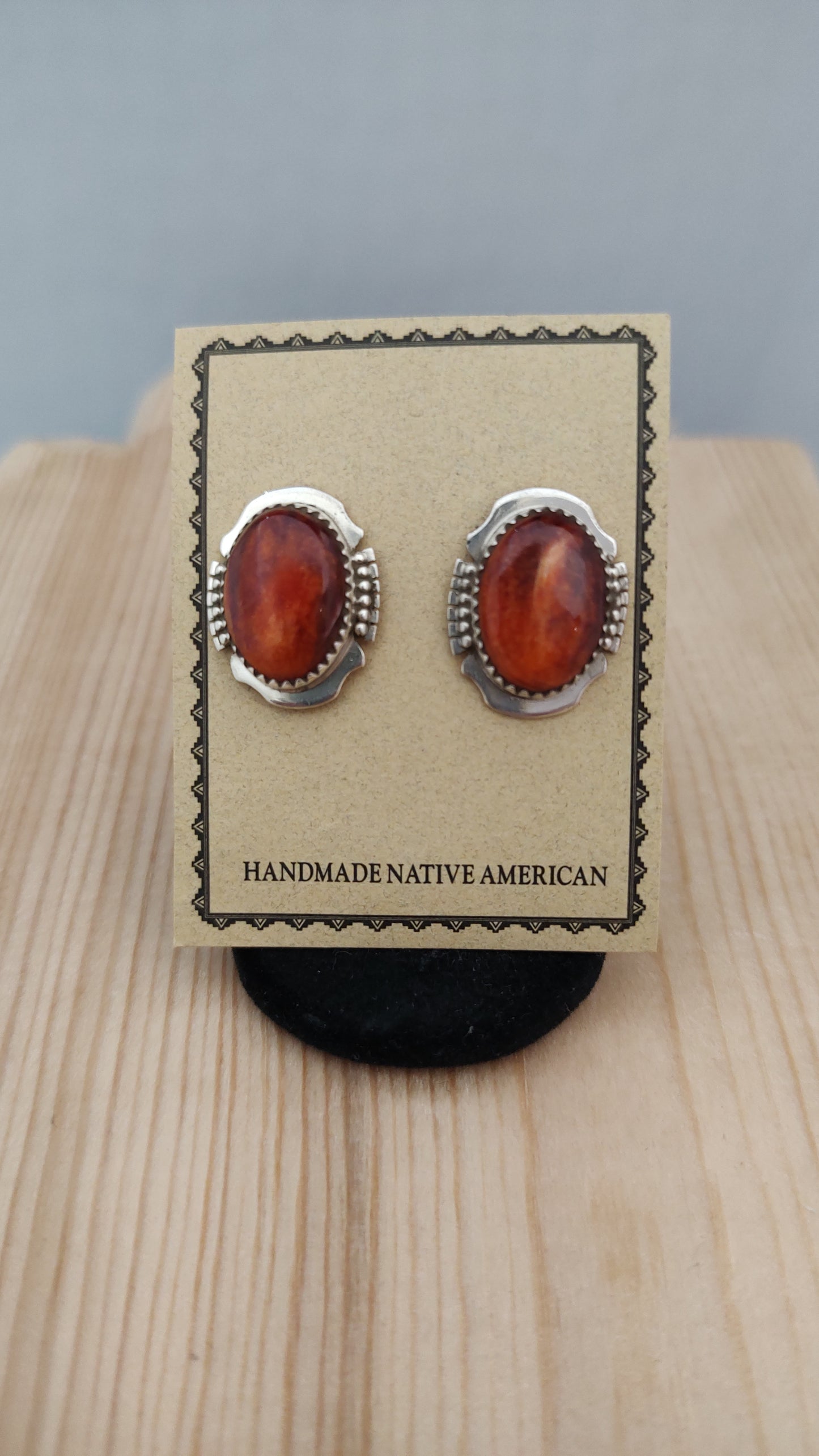 Oval Spiny Oyster on Post Earrings