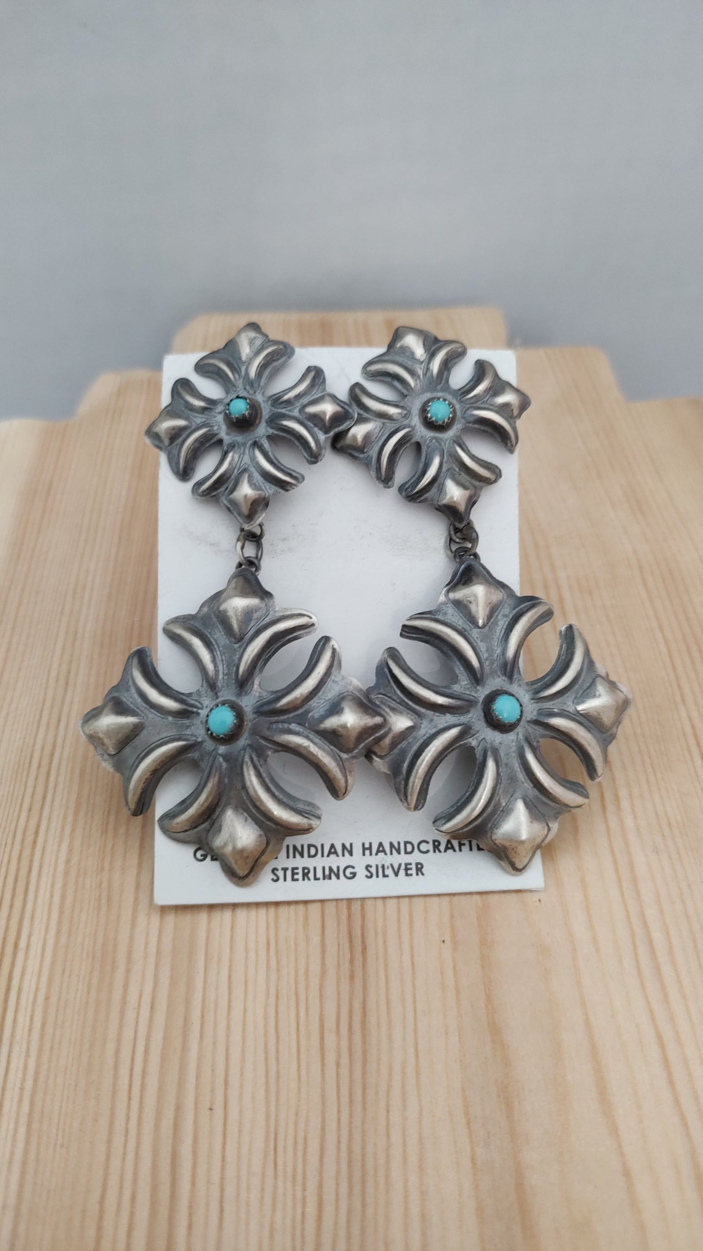 Sleeping Beauty Turquoise Post Dangle Earrings
