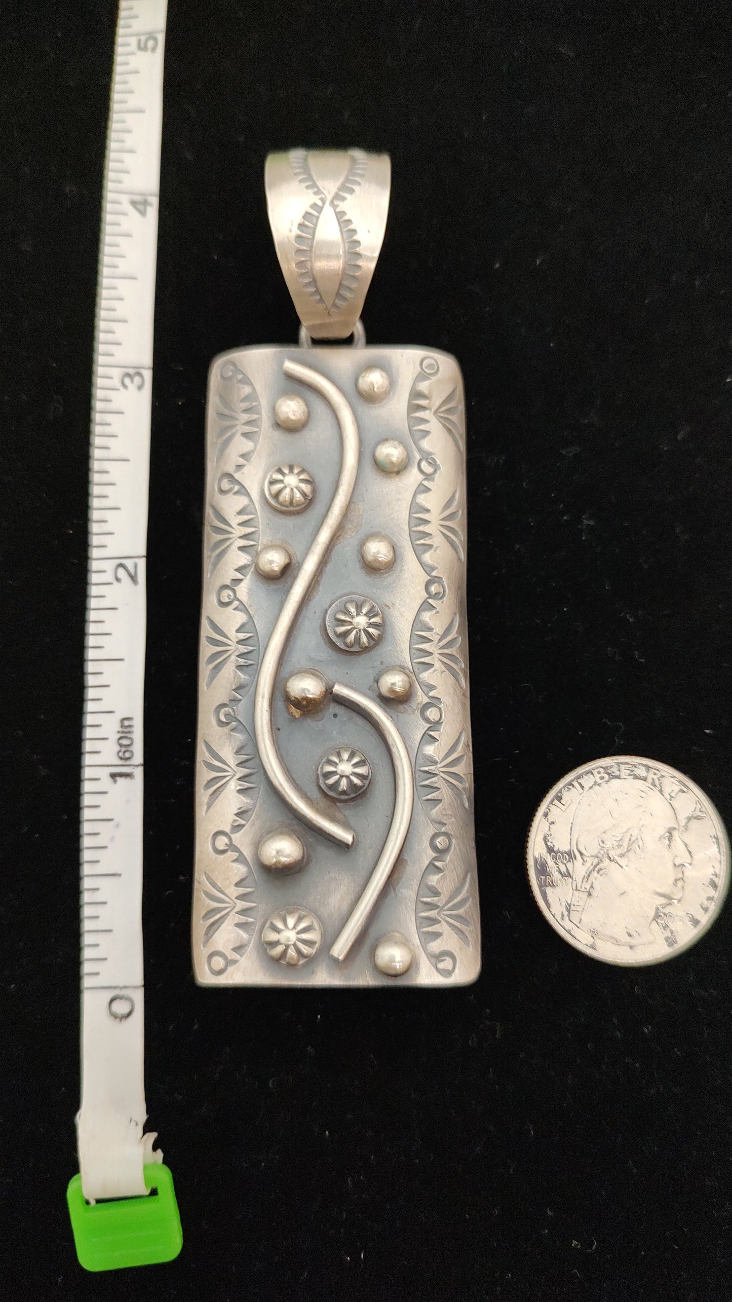 Silver Large Rectangle Pendant