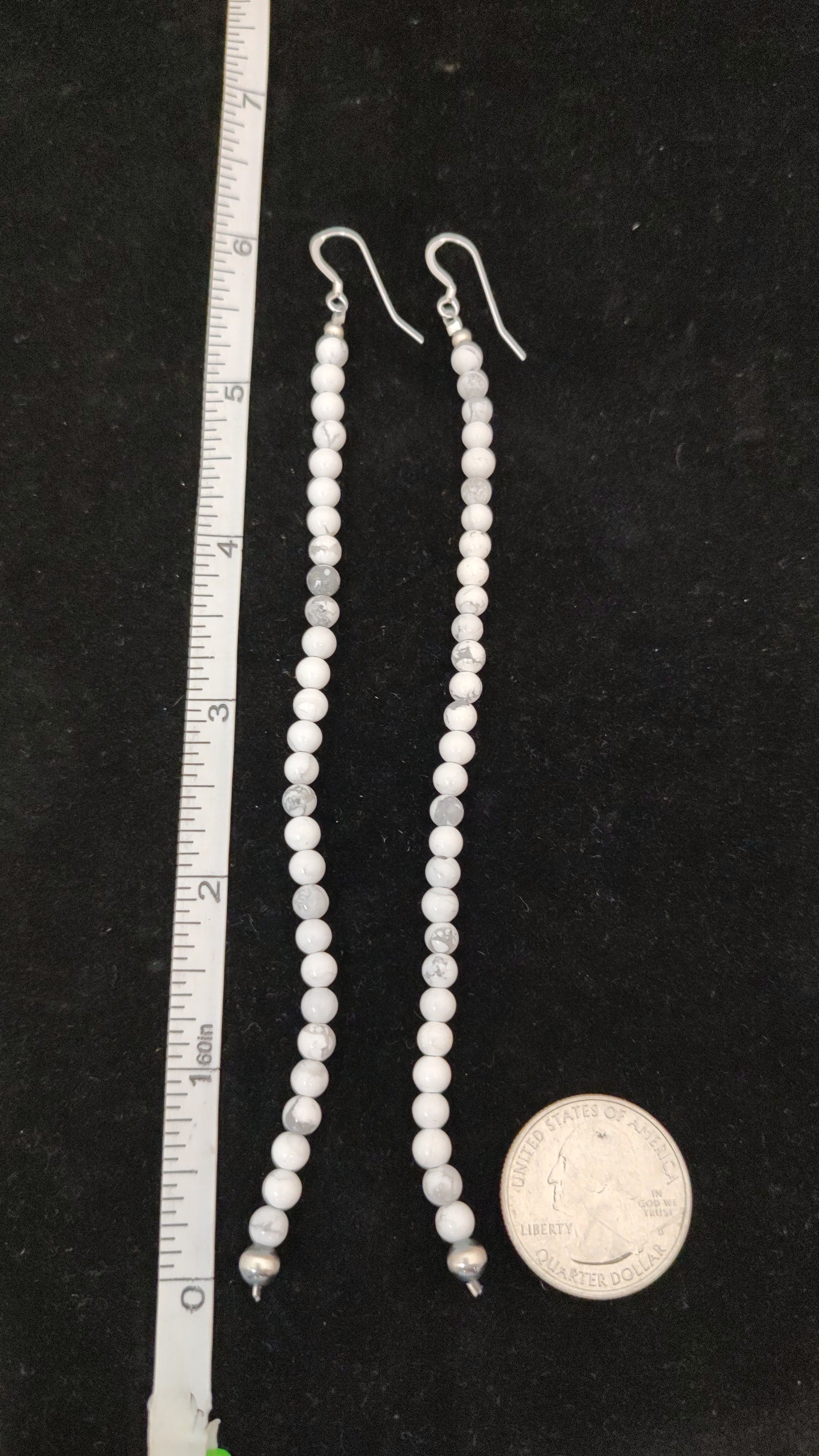 Howlite with Navajo Pearl Long Earrings