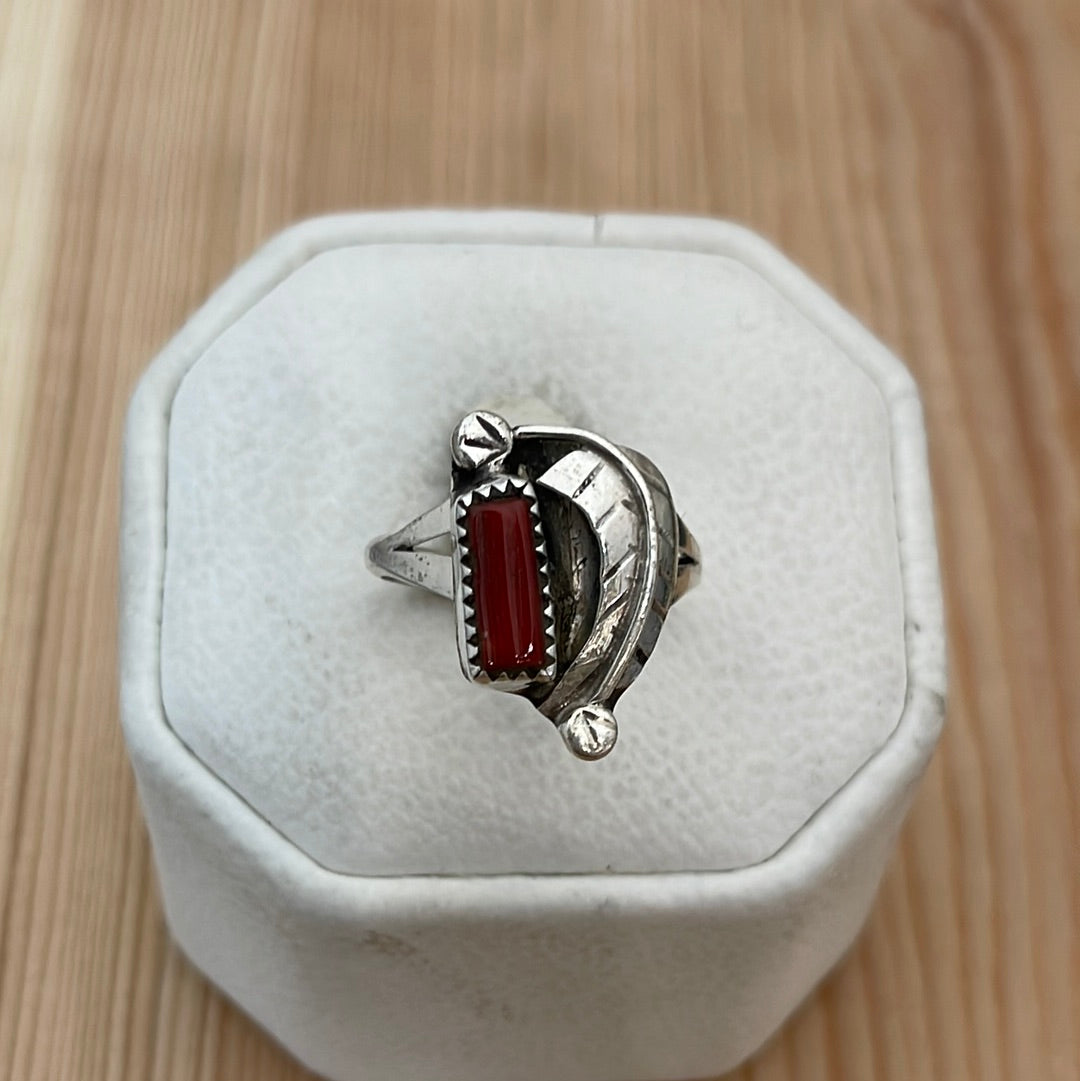 Coral with Leaf Ring
