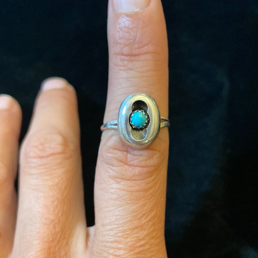 Dainty Shadowbox Turquoise Ring