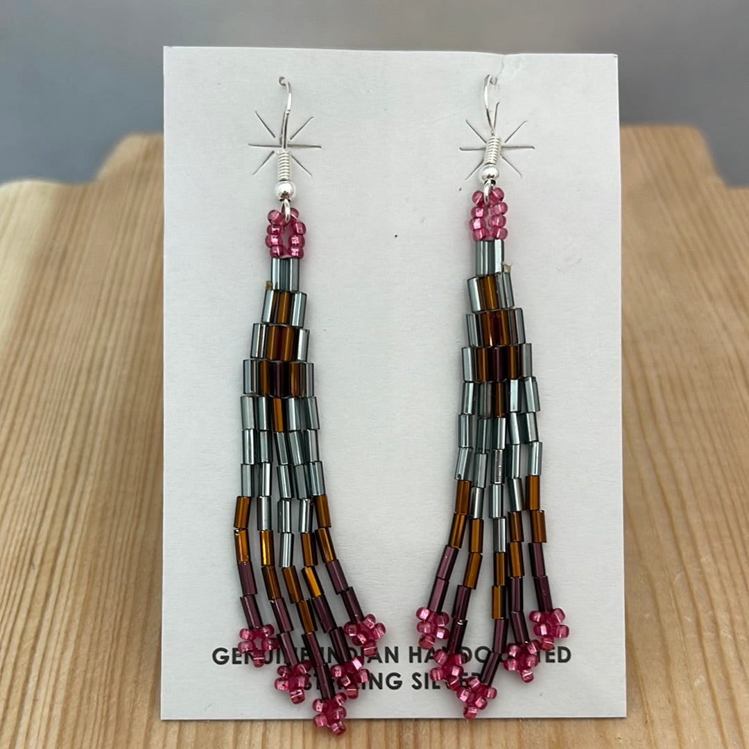 Seed Bead with Bar Bead on Hook Earrings