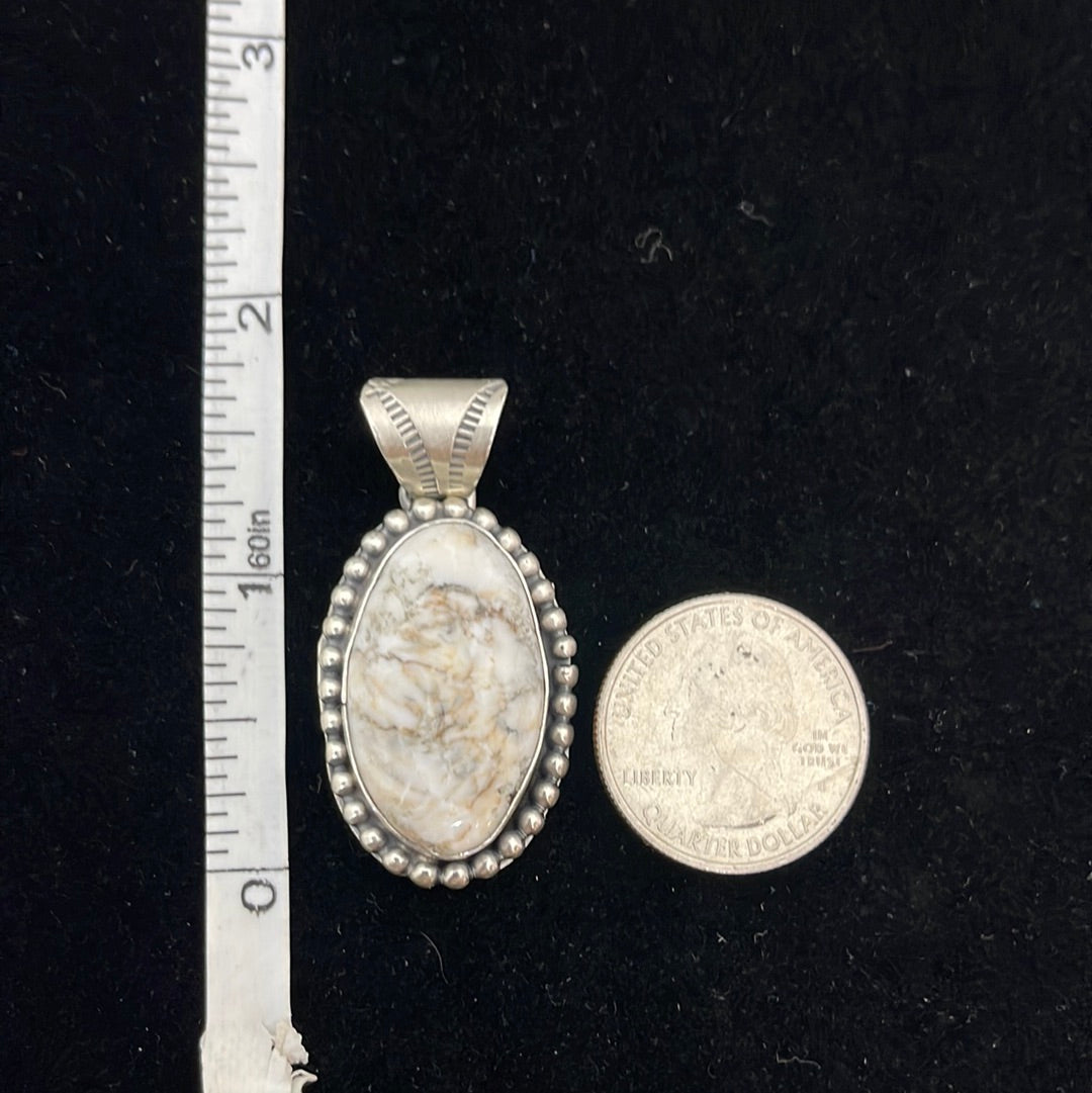 White Buffalo Oval Pendant