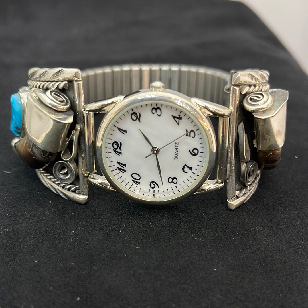 Coral, Bear Claw, and Sleeping Beauty Turquoise Watch