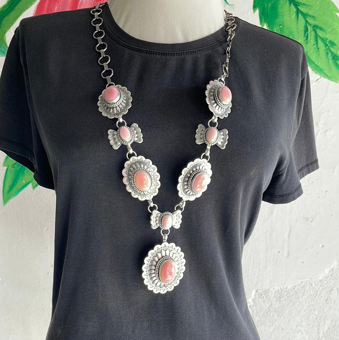 Cotton Candy (Pink Conch Shell) Concho Lariat 32" Necklace
