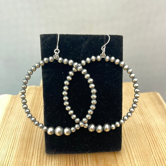 Navajo Pearls Wire Hoop Earrings