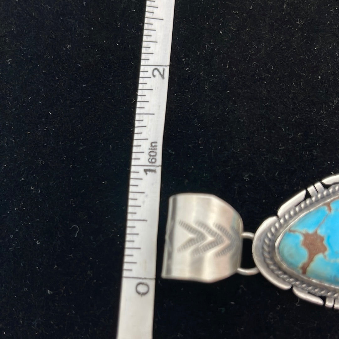 Egyptian Turquoise with Drop Stamped Silver on a Pendant