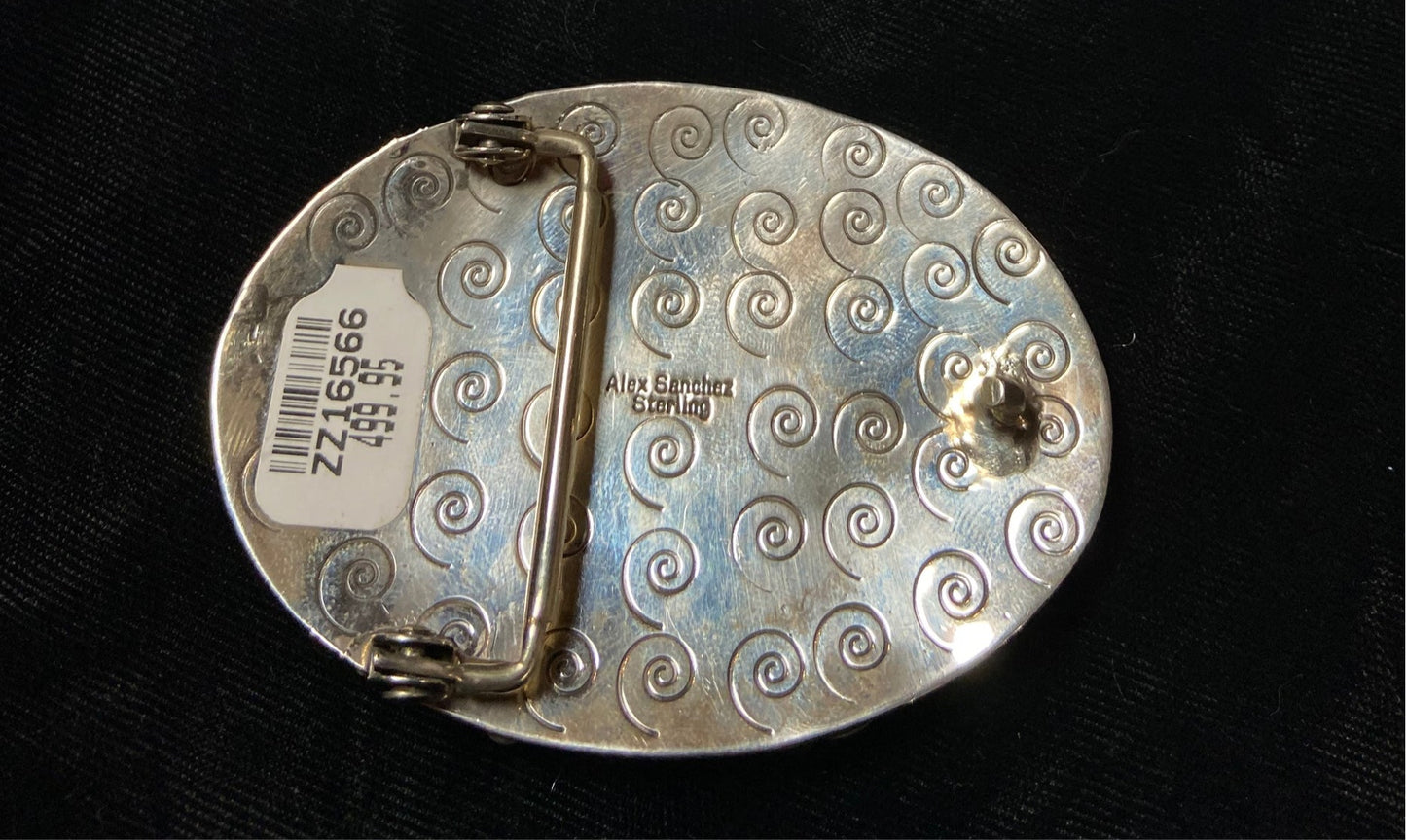Royston Turquoise Belt Buckle by Alex Sanchez, Navajo