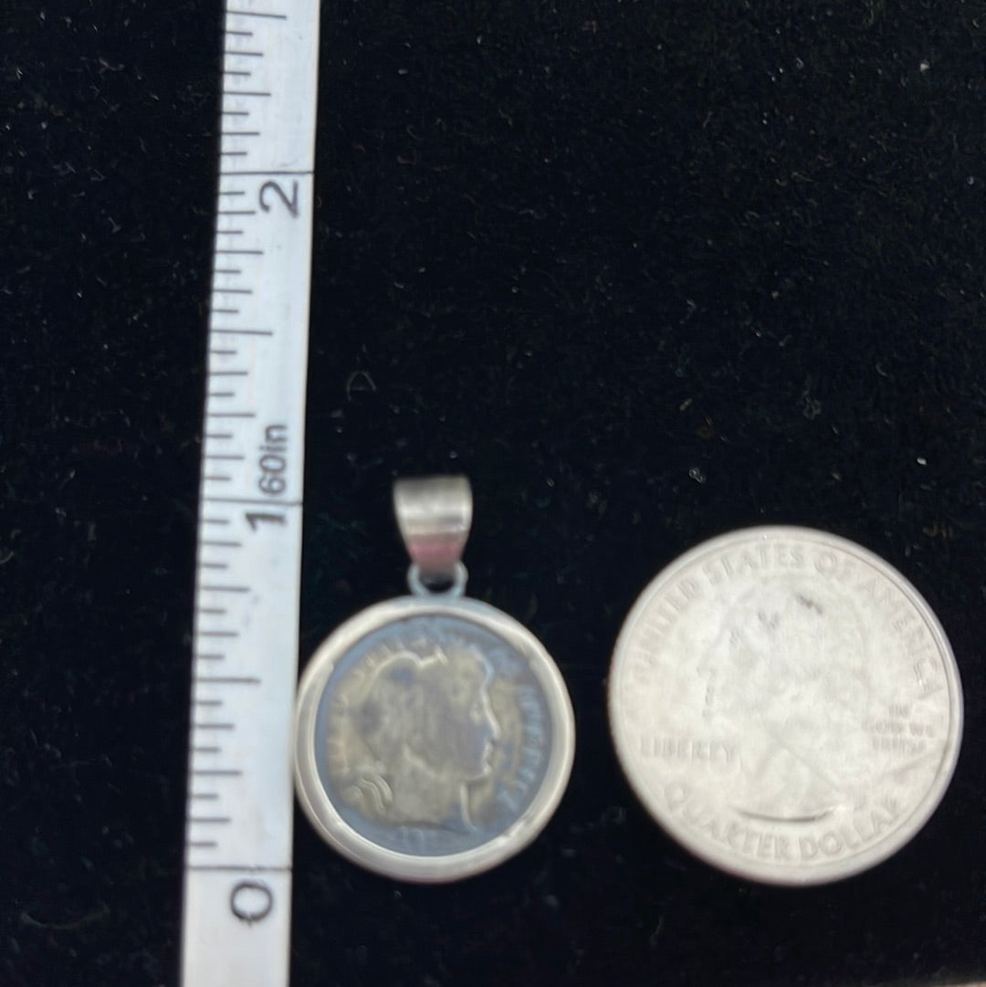 LOT 18 A 2/8 1912 Silver Barber Dime on 18" chain