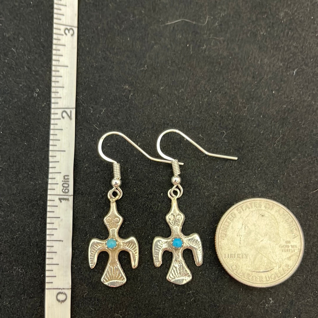Sleeping Beauty Turquoise in Sterling Silver Bird Hook Earrings