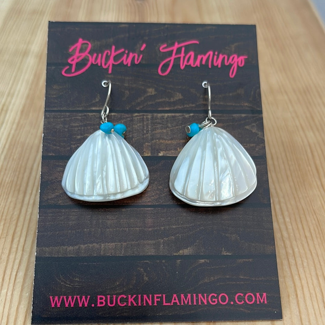 Mother of Pearl with Sleeping Beauty Turquoise Hook Earrings