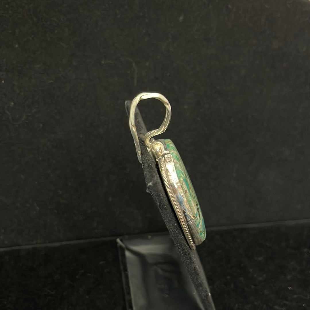 Vintage Chrysocolla Shepherd Hook Pendant