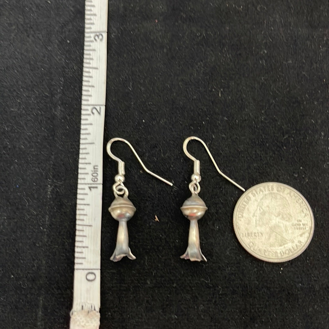 Silver Squash Blossom Dangle Hook Earrings