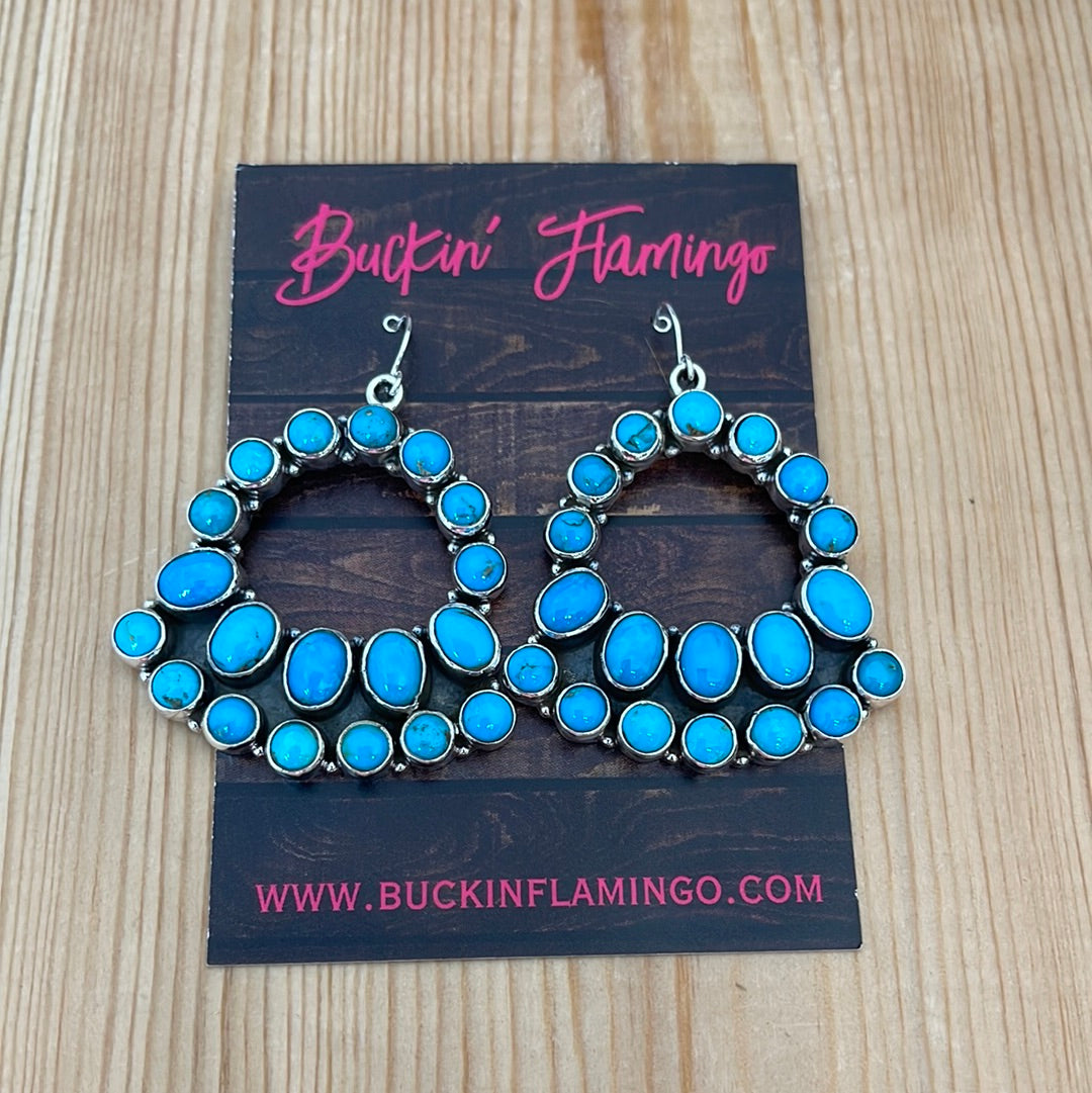 Sleeping Beauty Turquoise Cluster Hook Earrings