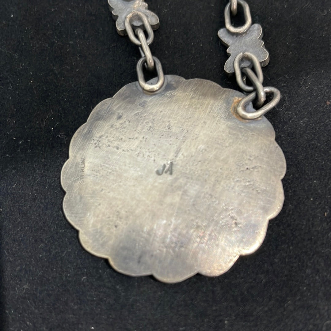 22" Tufa Cast Butterflies & Sunflower Necklace by Joey Allen, Navajo