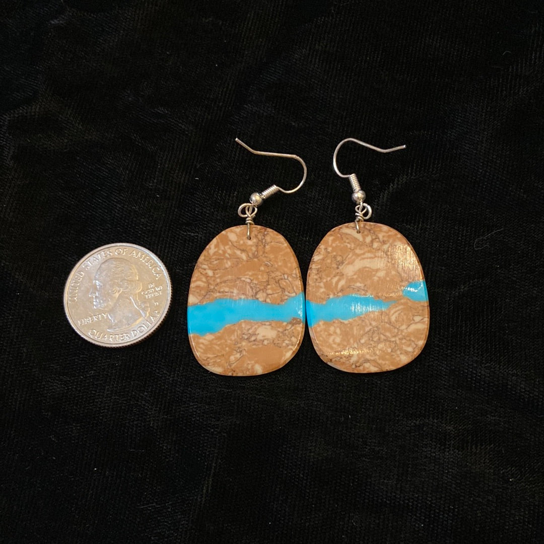 Boulder Ribbon Turquoise Slab Earring