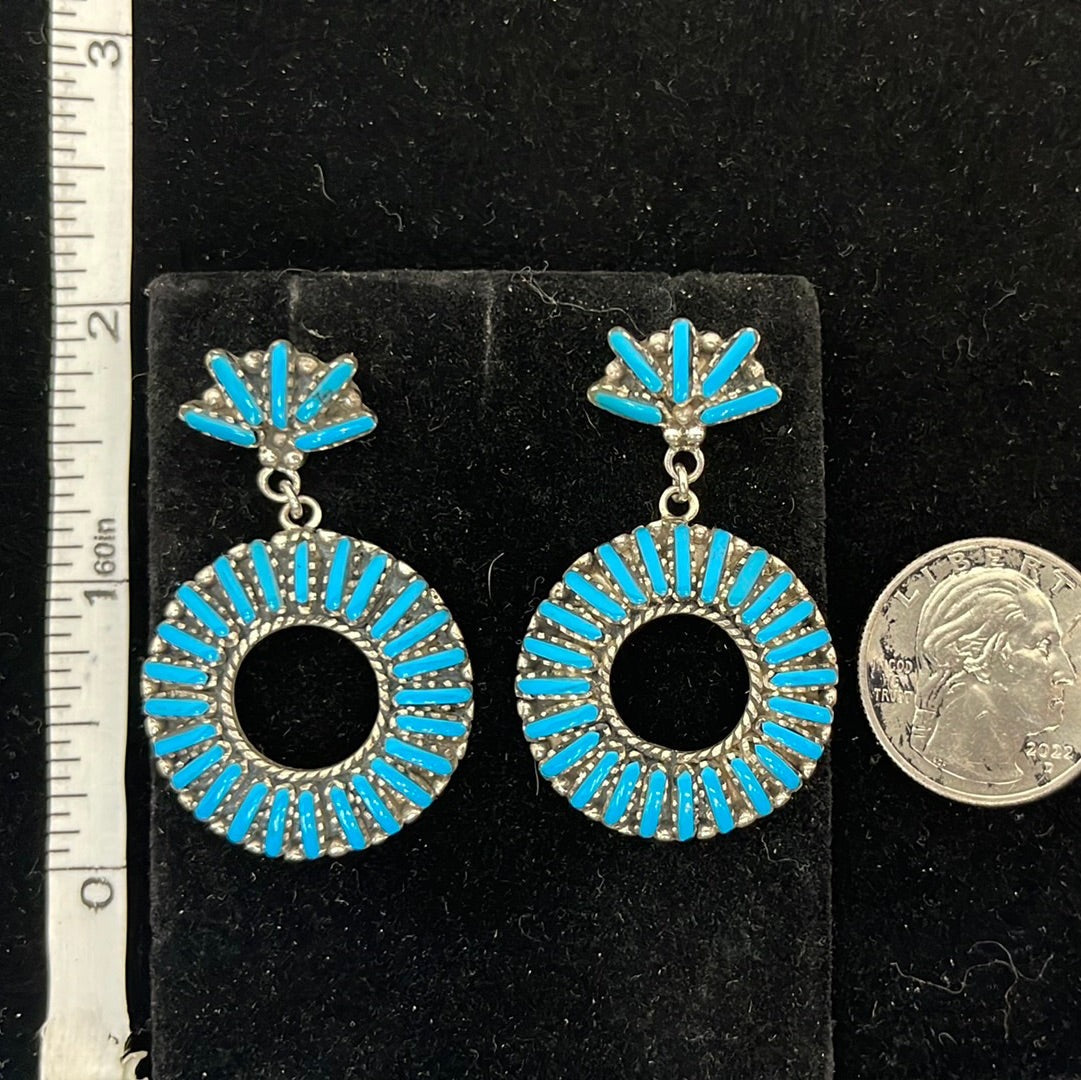 Sleeping Beauty Turquoise Zuni Needlepoint Turquoise Post Earrings