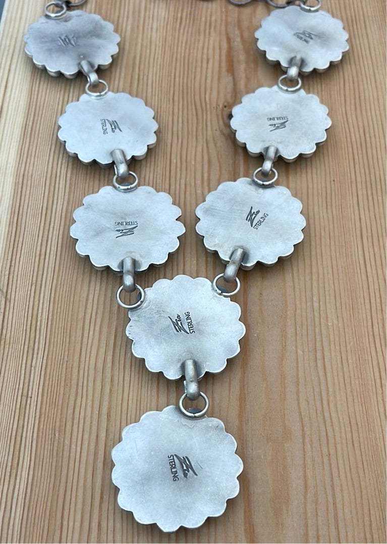 24" Buffalo Nickel & Sleeping Beauty Turquoise Cluster Lariat Necklace