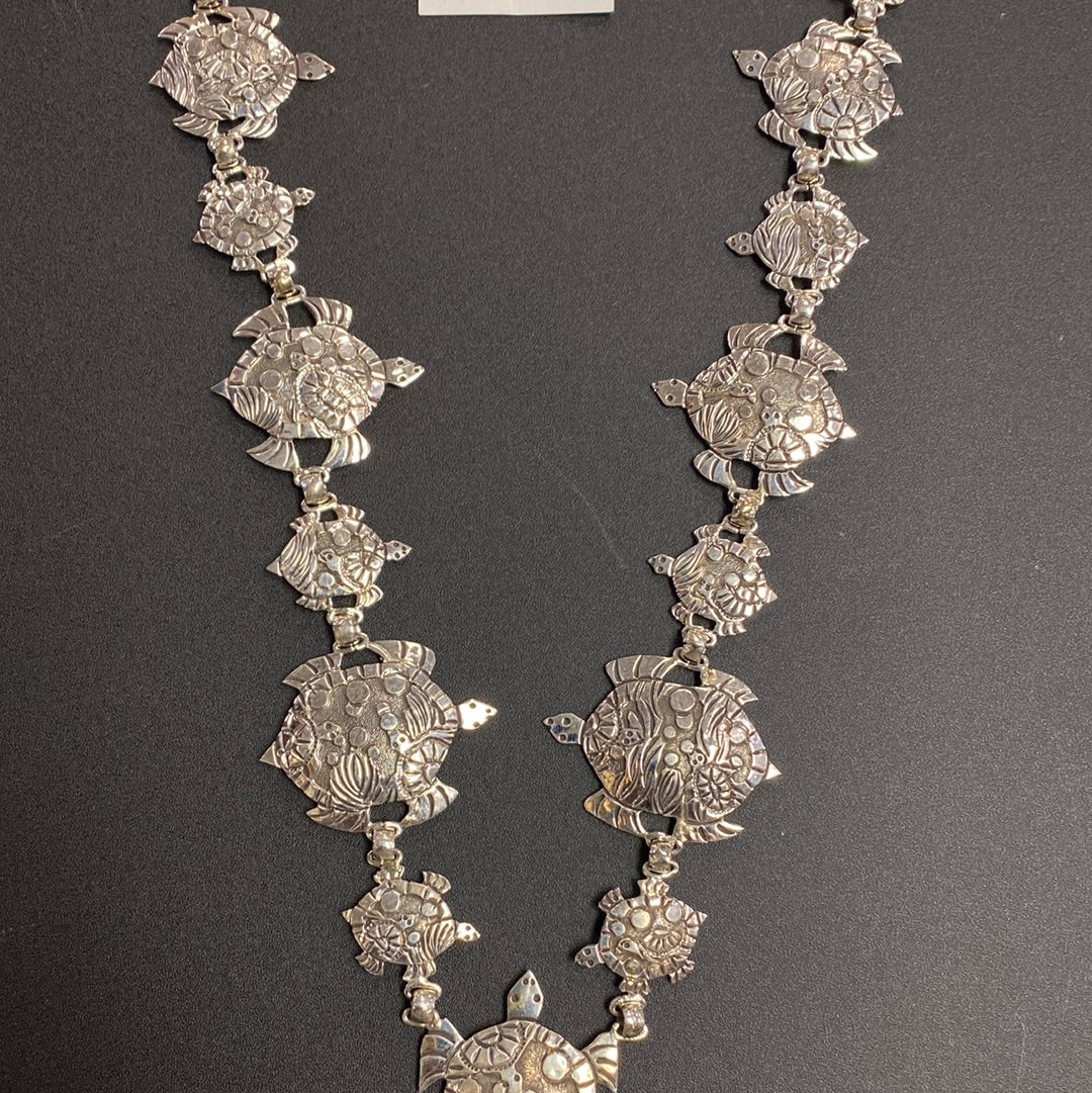 Native American made turtle necklace with matching earrings