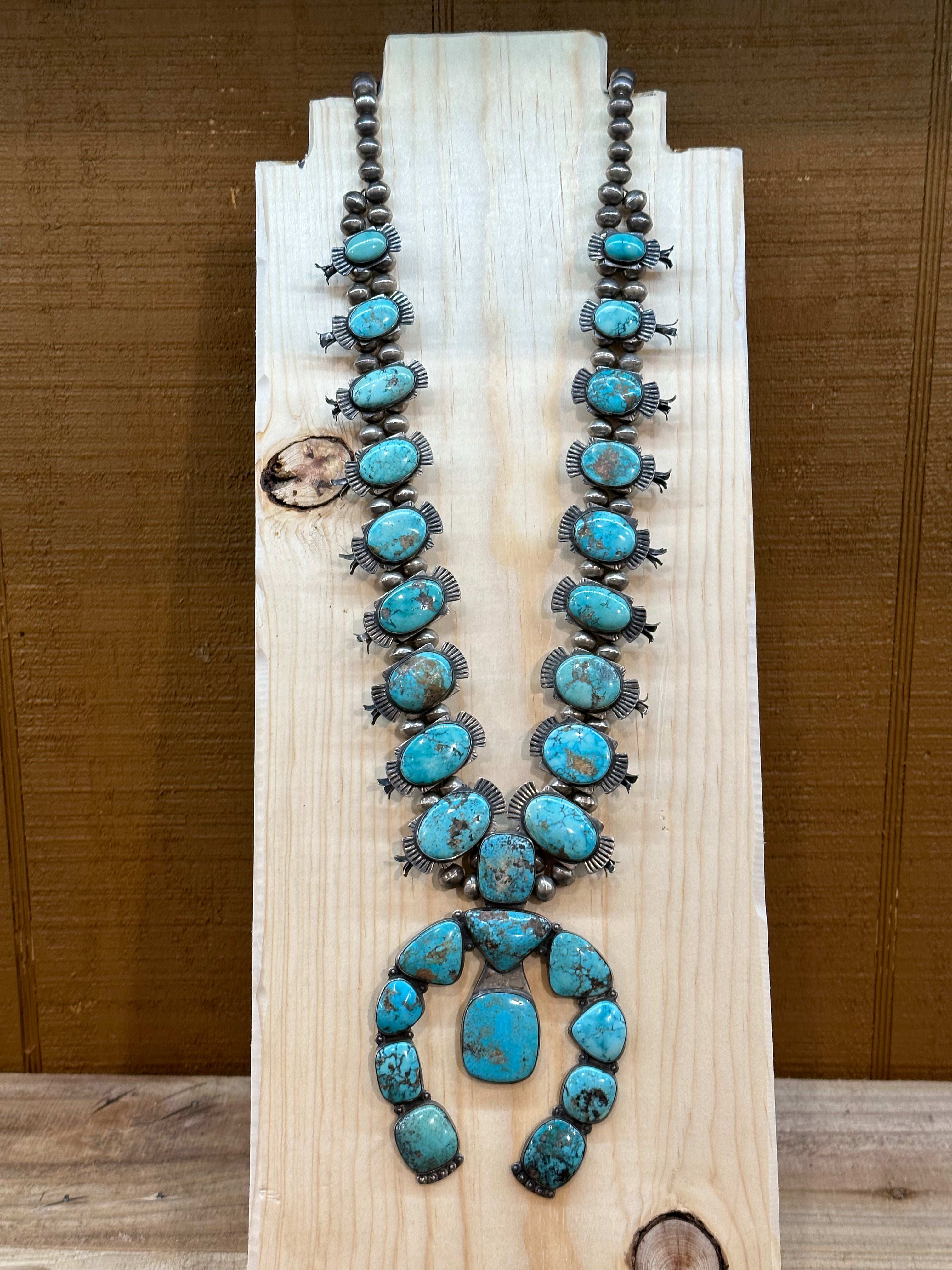 Vintage Castle Dome Turquoise Squash Blossom Buckin Flamingo