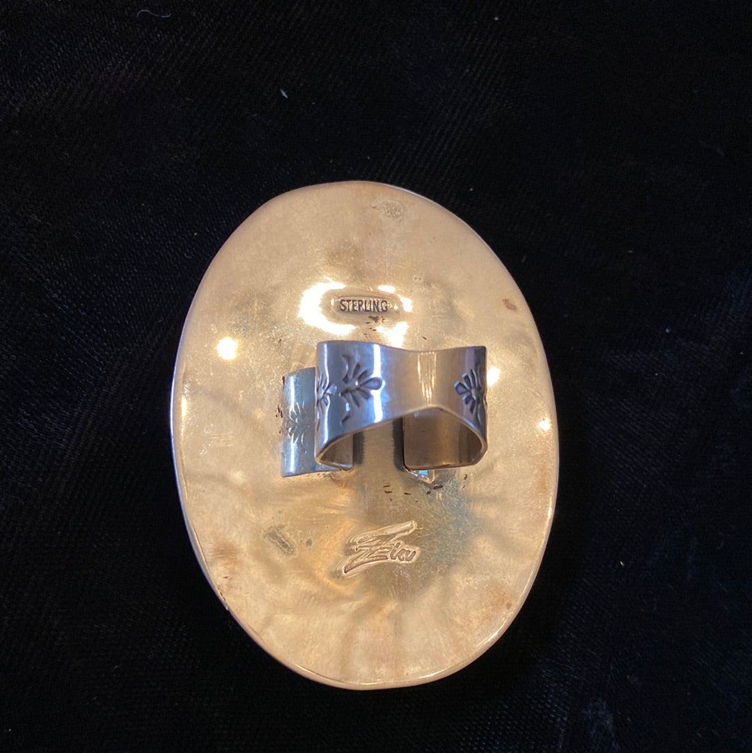Boulder Turquoise & Spiny Oyster Ring size 7.0