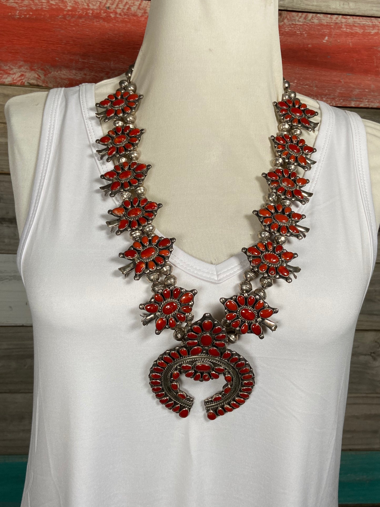 Vintage Italian Coral Squash Blossom from 1960's