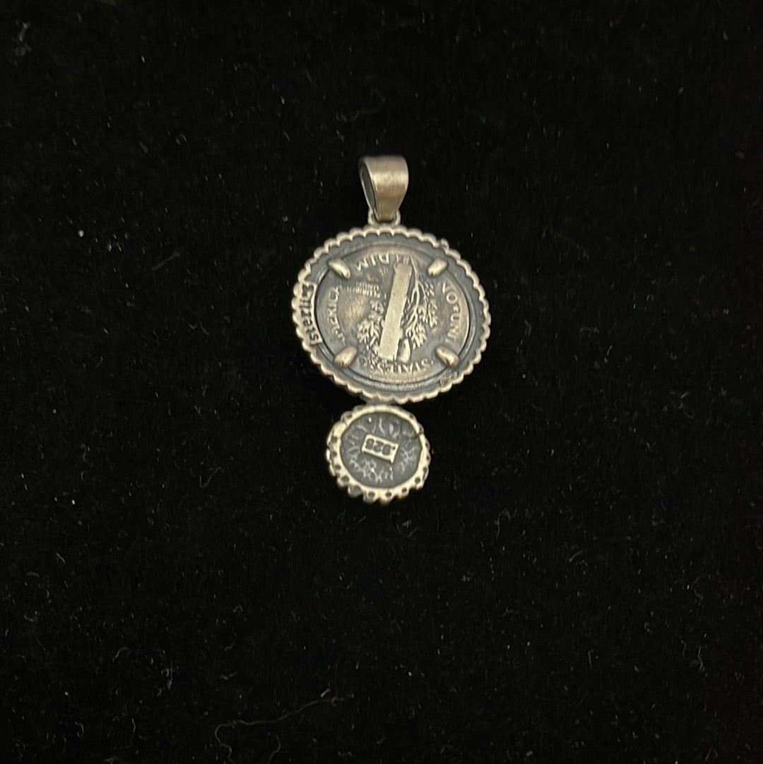 1923 Mercury Dime with Spiny Oyster Pendant