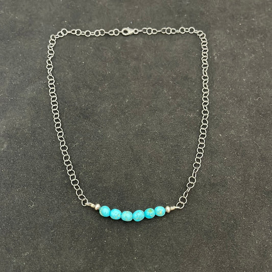 Sleeping Beauty Turquoise Beads on a 18” Necklace