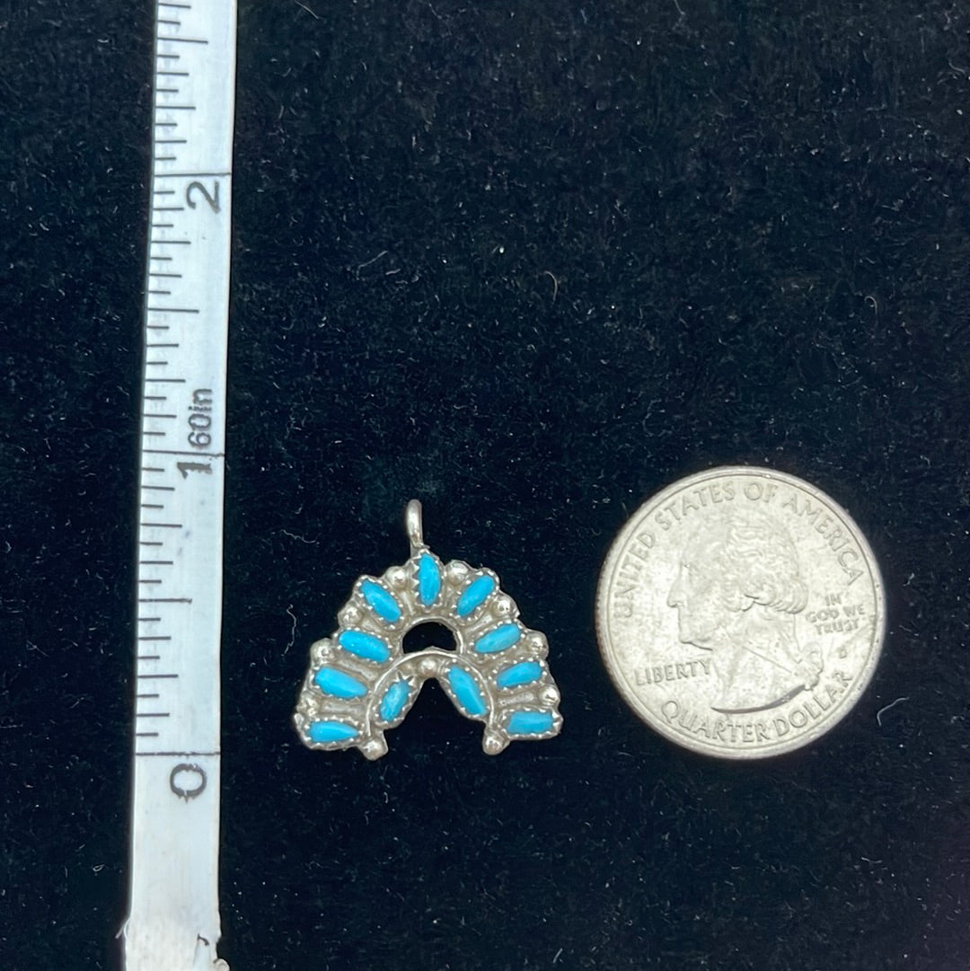 Sleeping Beauty Zuni Needlepoint Turquoise Pendant