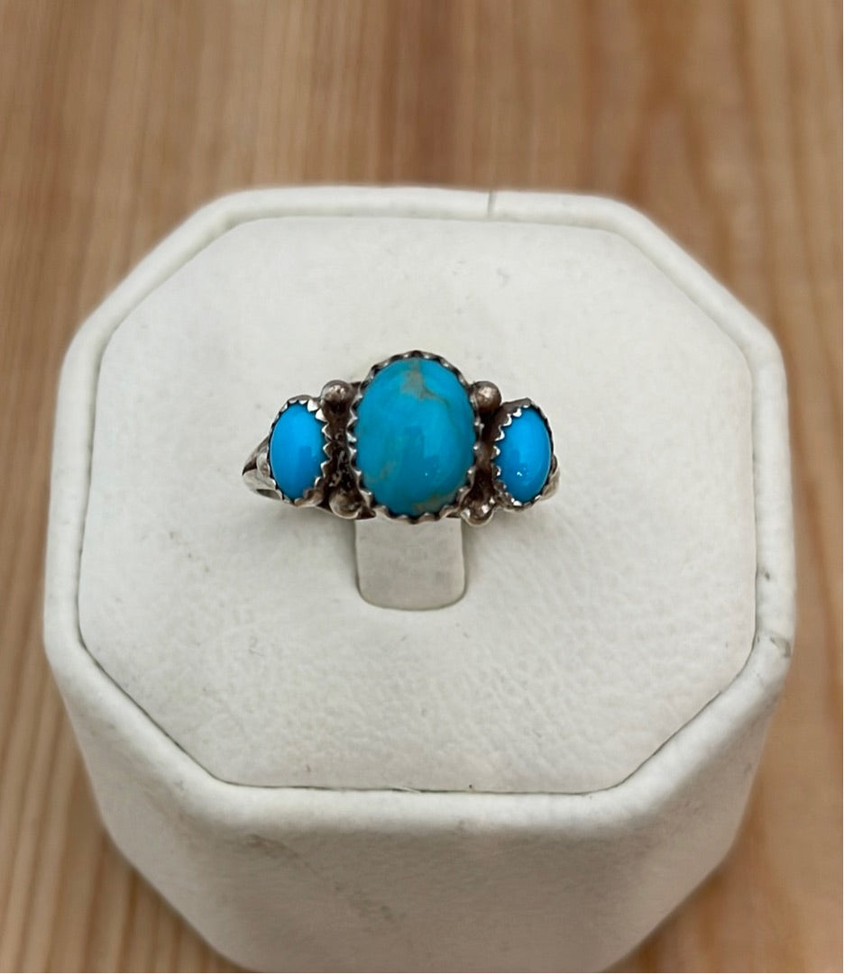 Sleeping Beauty Turquoise 3 Stone Ring