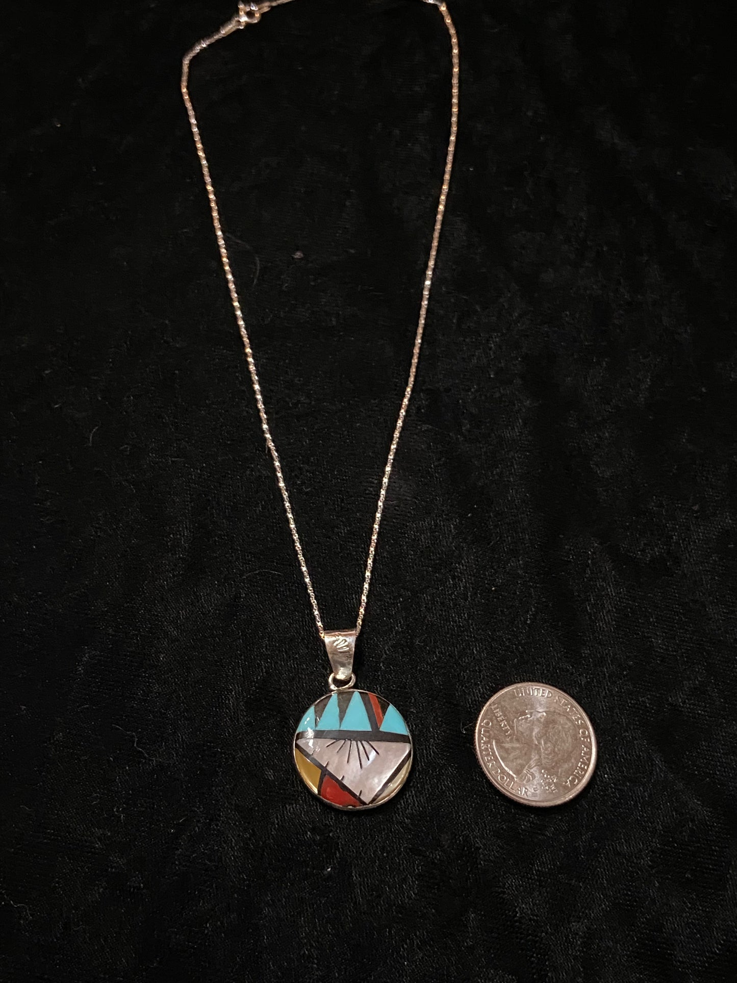 16" Chain with Zuni Inlaid Pendant