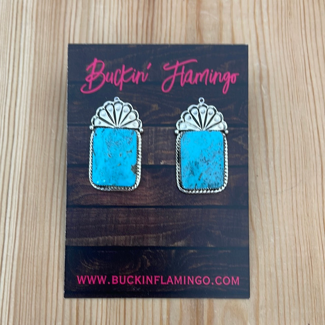 LOT 64 B 9/928Kingman Turquoise Rectangle Post Earrings