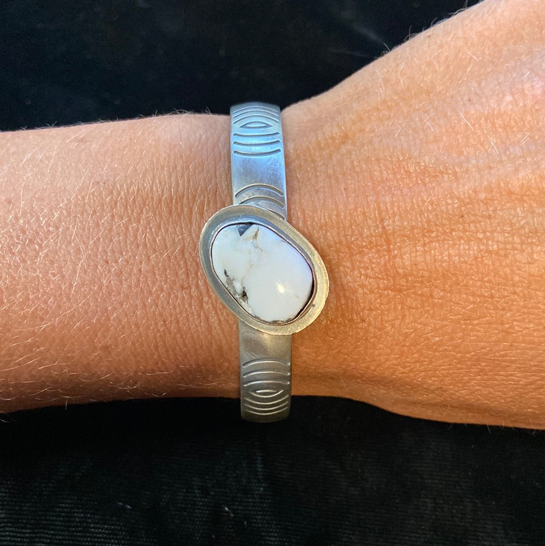 White Buffalo Sterling Silver Bracelet