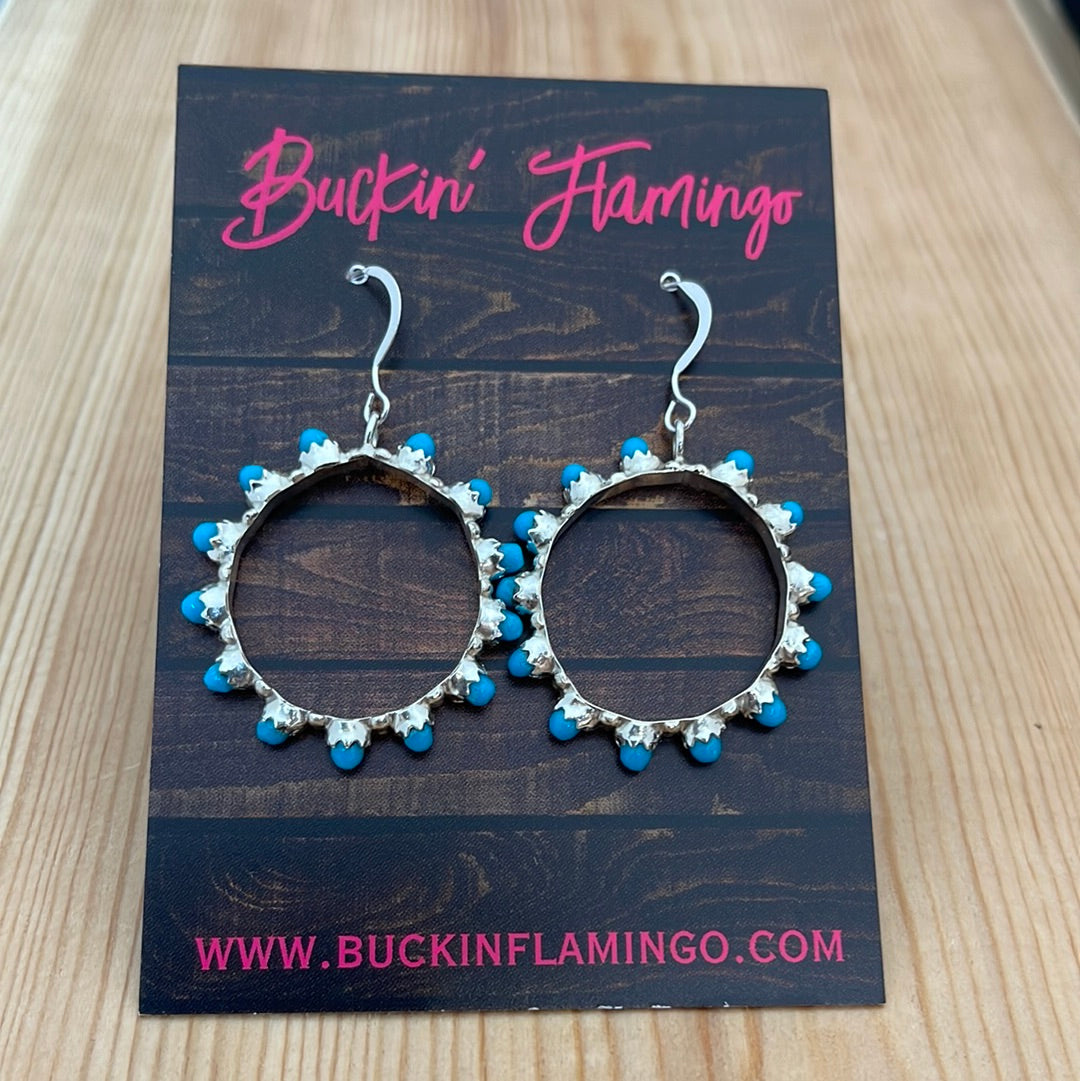 Petit Point Dangle Hoop Hook Earrings