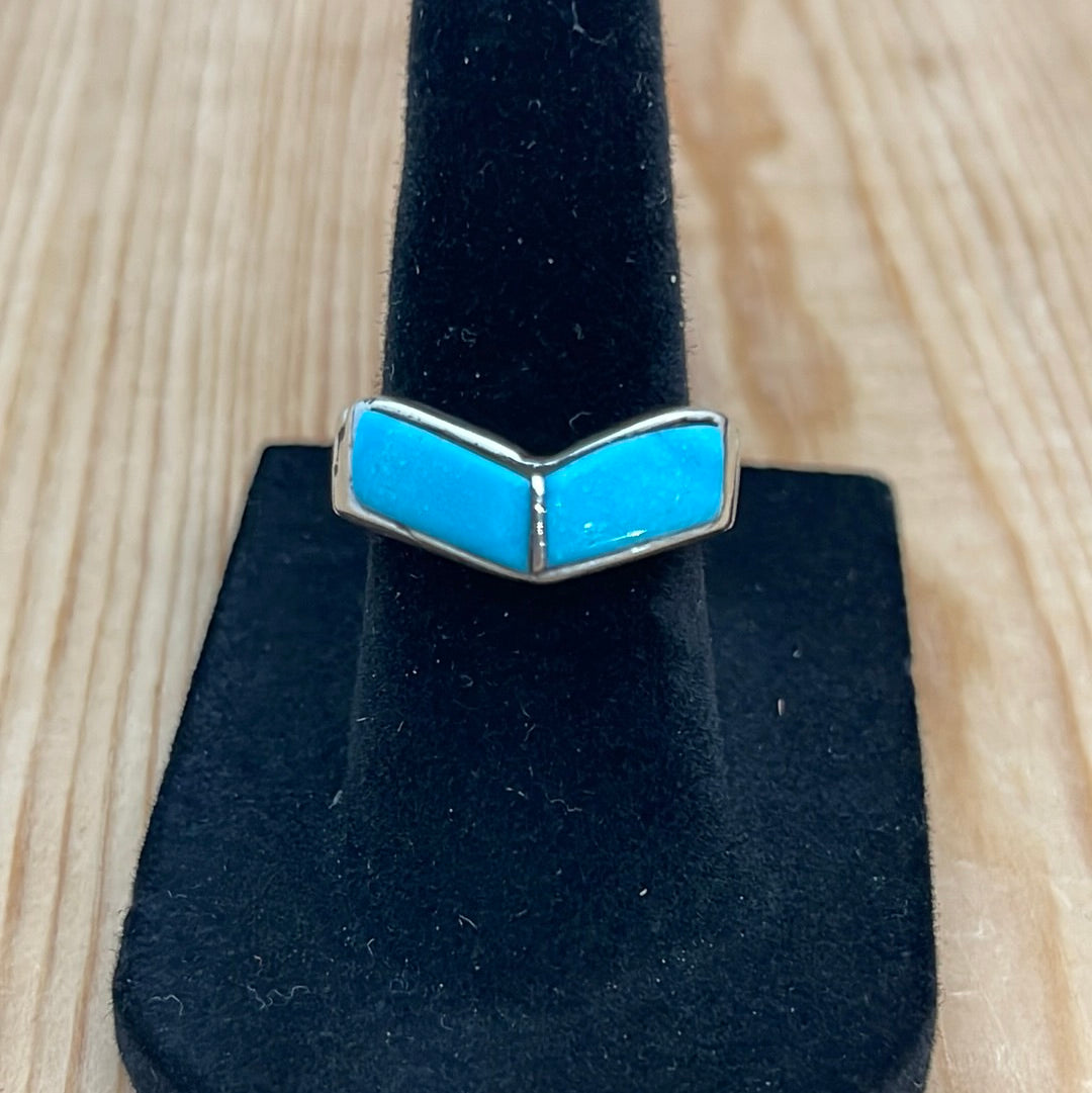 Sleeping Beauty Turquoise Inlay with Etching Ring