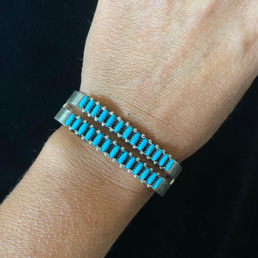 Zuni Needlepoint Bracelet with 26 Turquoise Stones