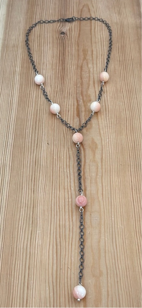 17" Pink Conch Shell Lariat Necklace