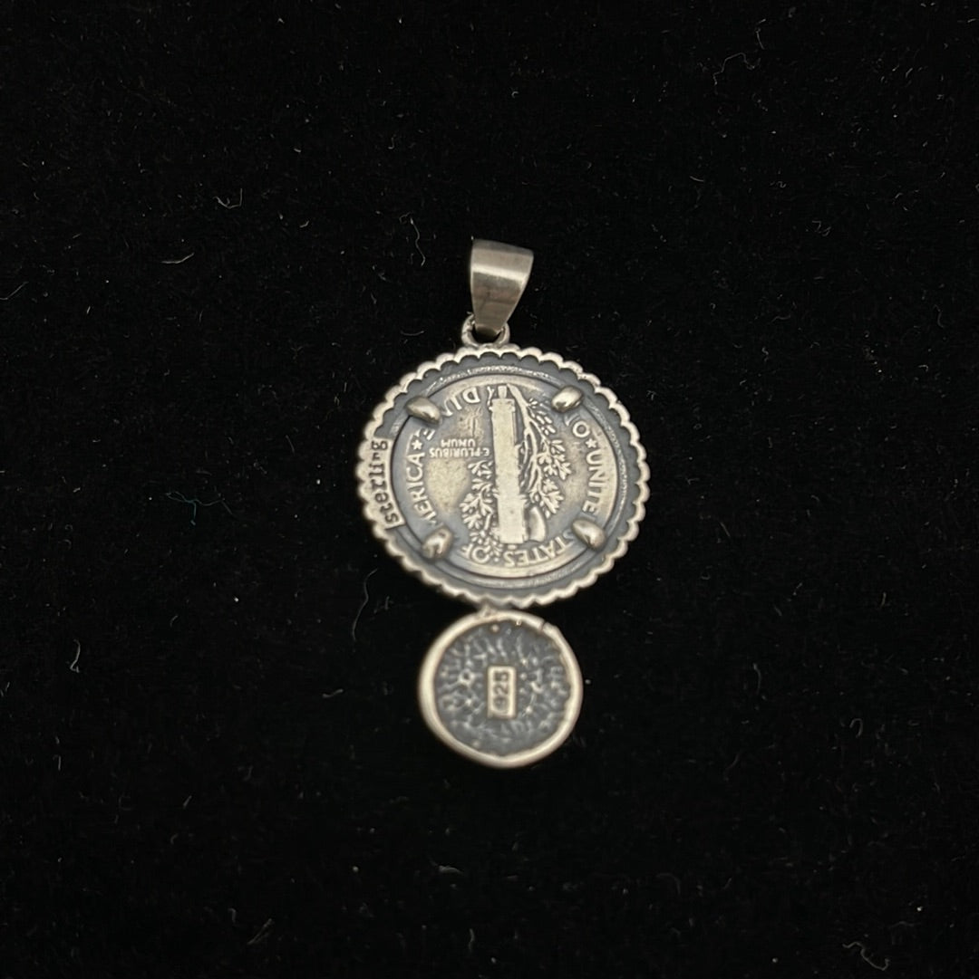 1928 Mercury Dime with Spiny Oyster Pendant