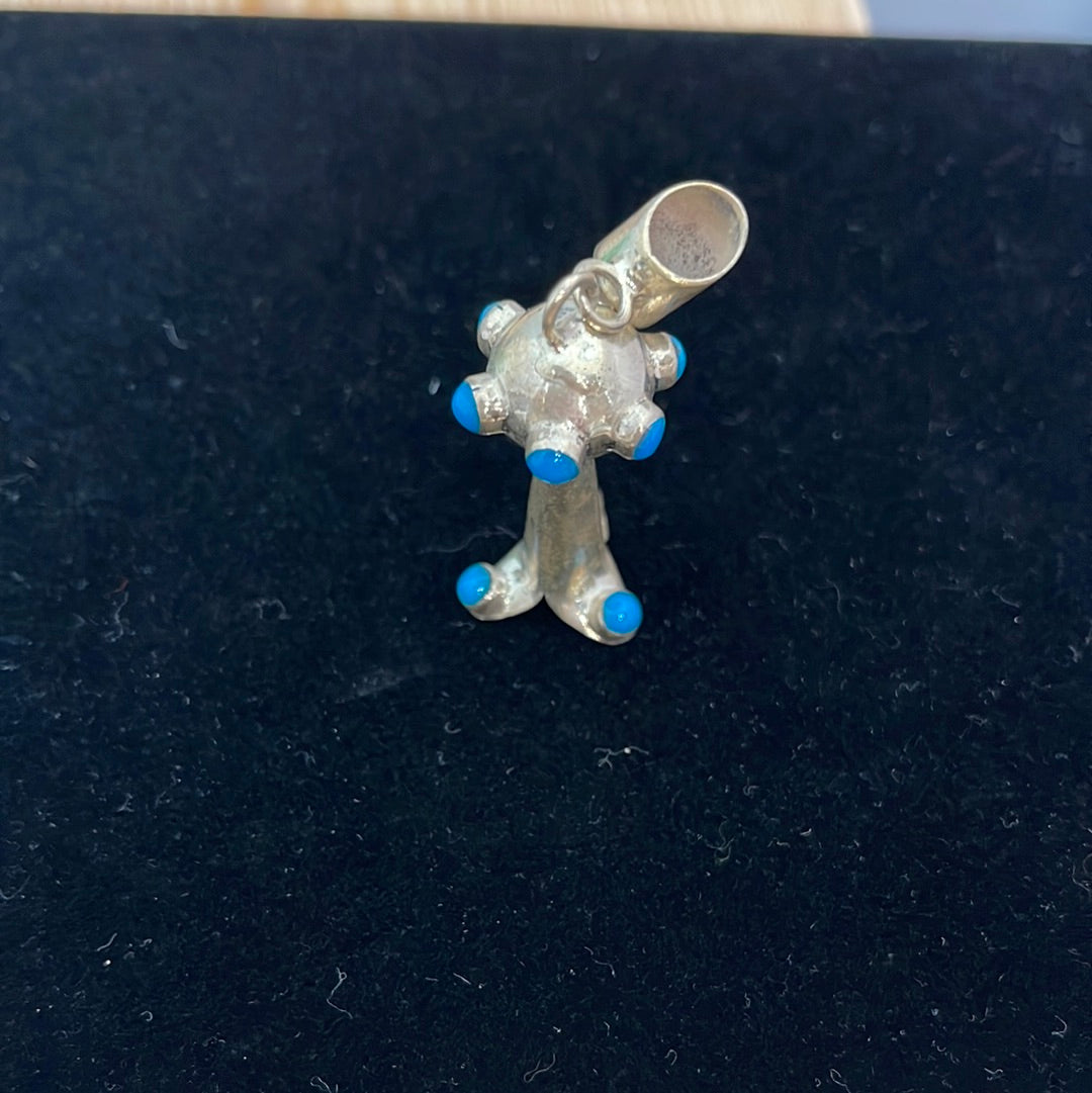 Kingman Turquoise Squash Blossom Pendant