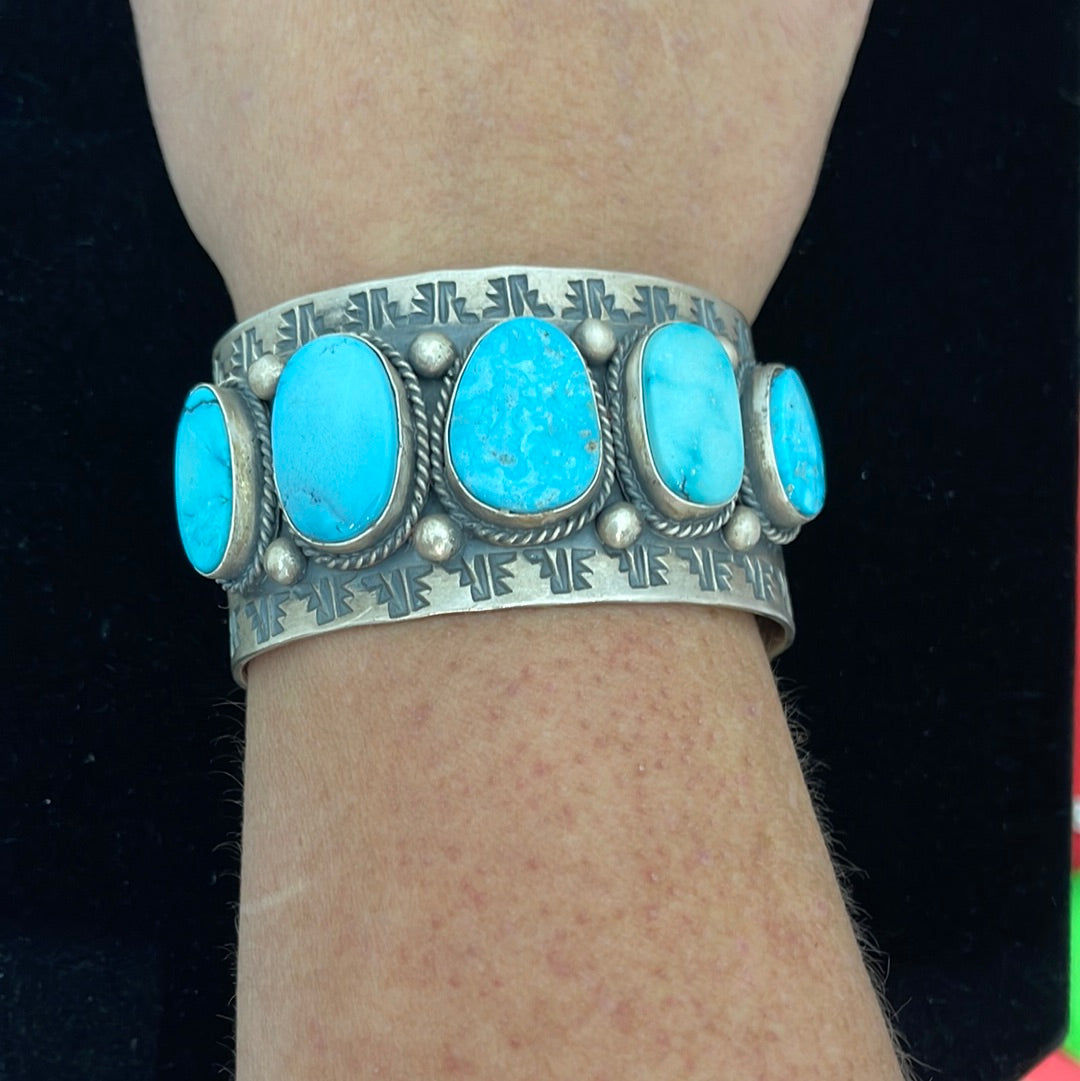 White Water Turquoise Bracelet by Delbert Secatero