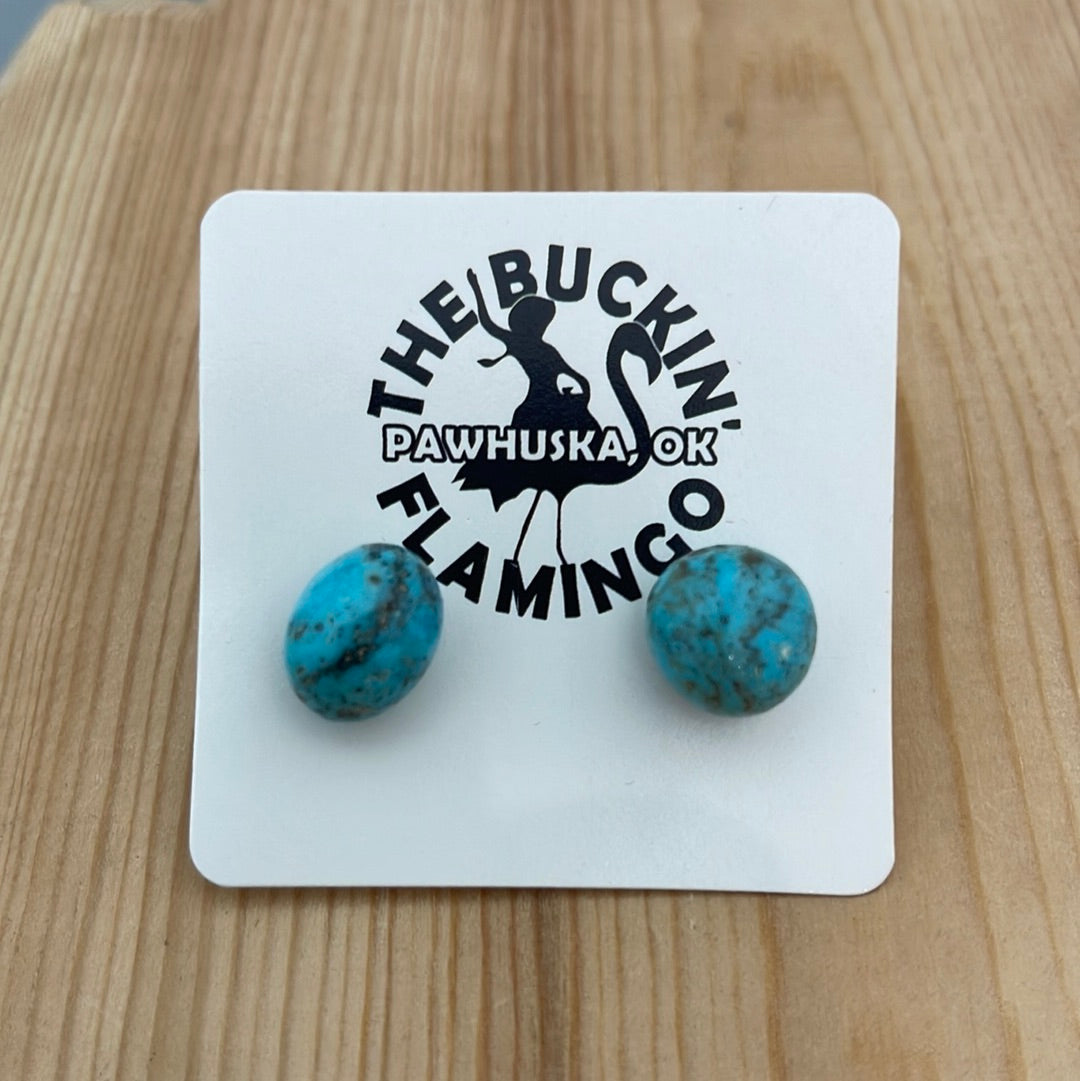 Natural Turquoise Chunky Post Earrings by Mary Calabaza, Santo Domingo