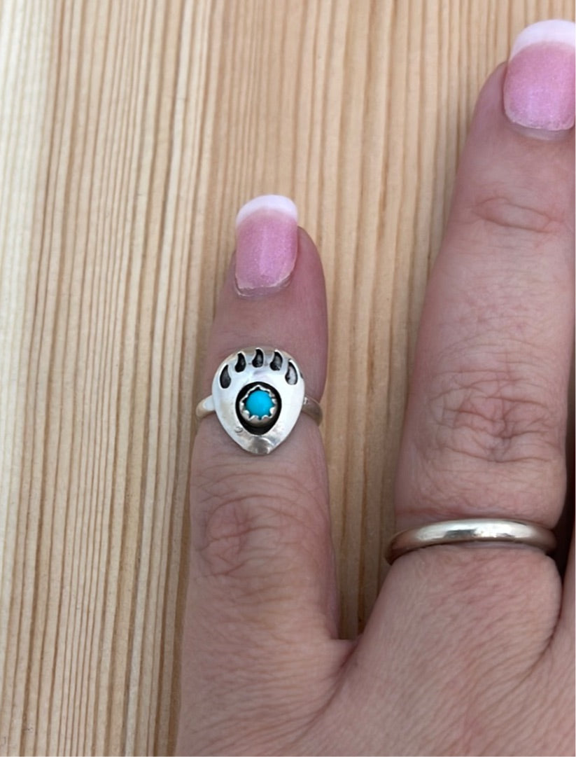 Bear Paw Shadowbox Turquoise Ring