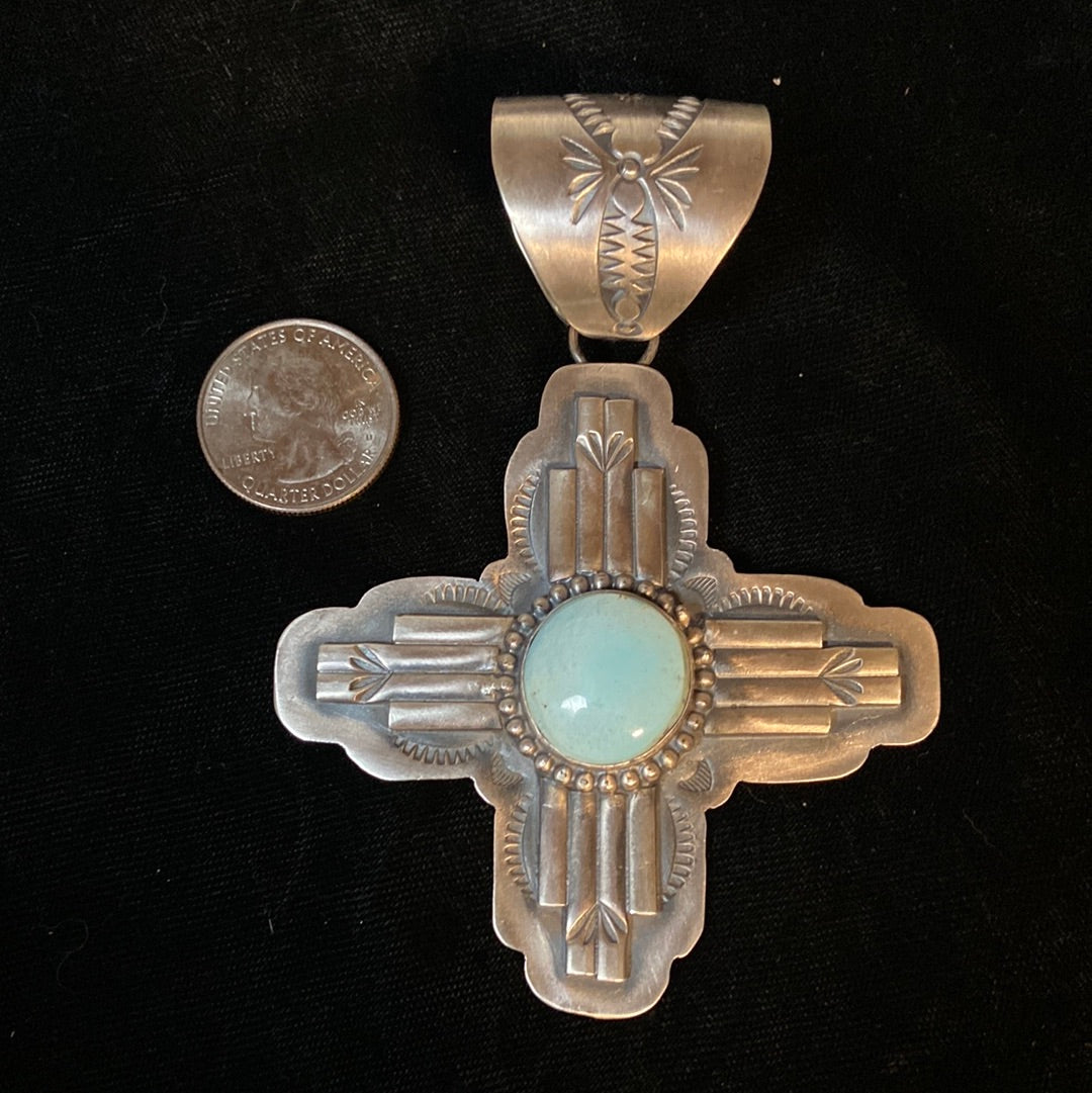 Golden Hills Turquoise Zia Pendant Native Made