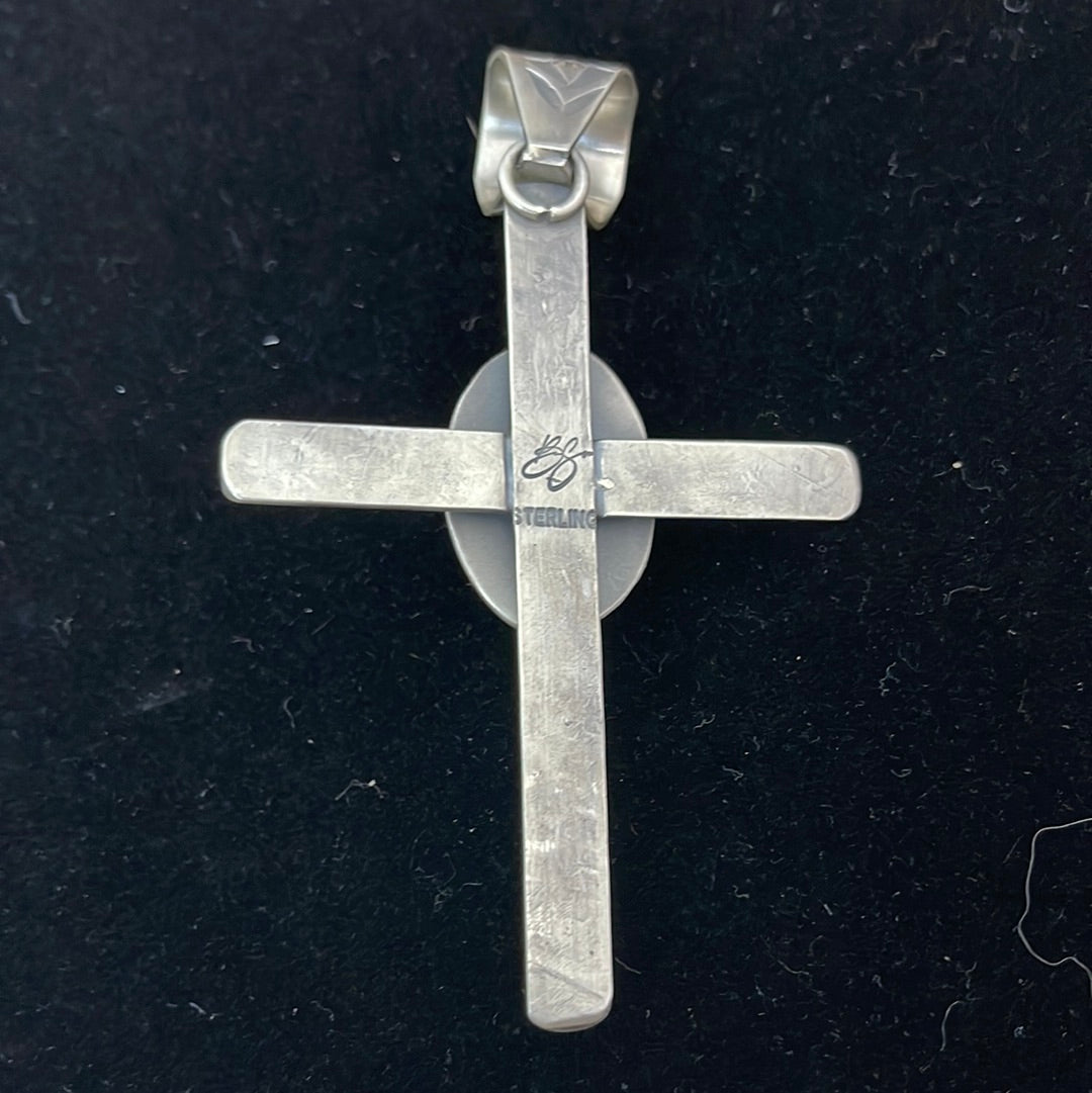 Sonoran Gold Turquoise Oval Cabochon on Cross Pendant