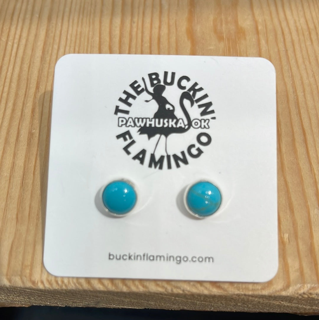 8.5mm Round Turquoise Stud Earrings