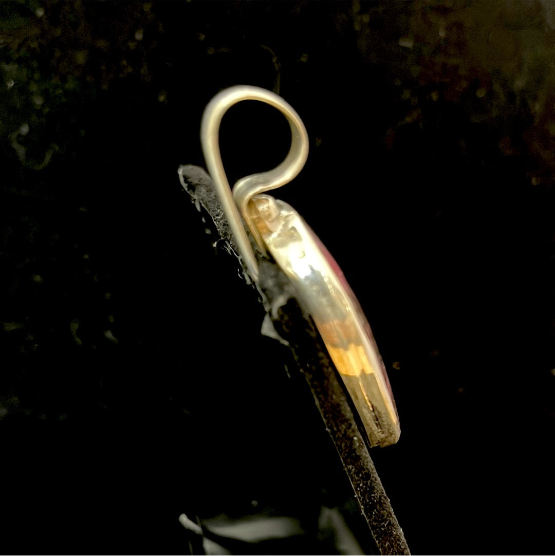 Vintage Rhodonite Shepherd Hook Pendant