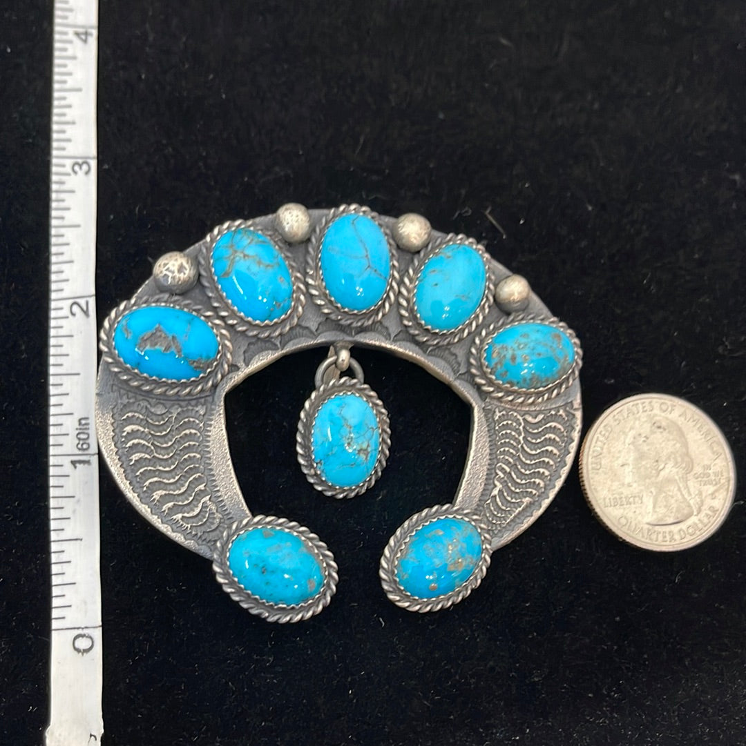 Kingman Turquoise on a Naja Shepherd's Hook Pendant